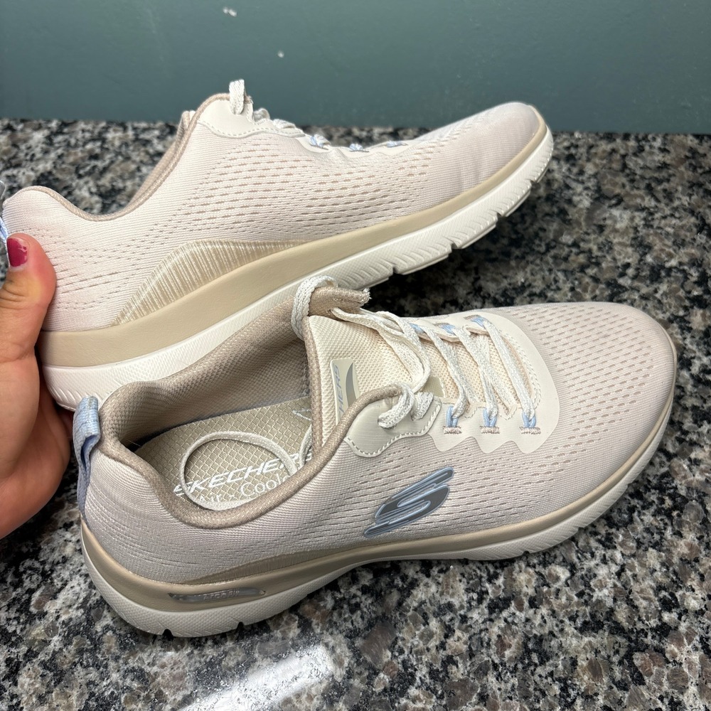 Skechers Arch Fit Big Appeal Cream Taupe Mesh Sneakers 150754 Womens 9.5 - Picture 7 of 8